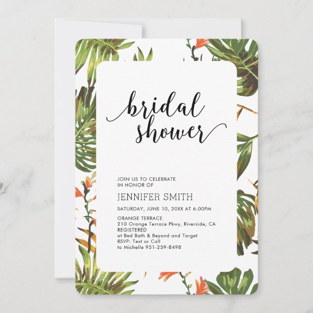 Convite de Chuveiro de Noiva para Casamento Tropic (Frente)