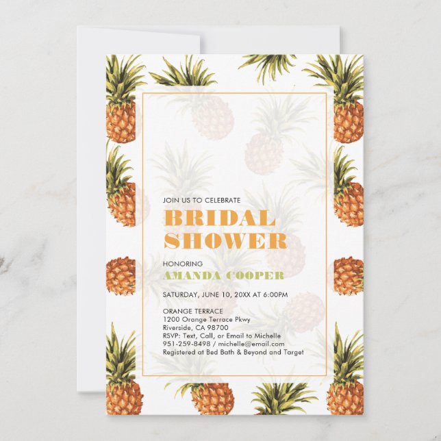 Convite de Chuveiro de Noiva para Casamento Tropic (Frente)