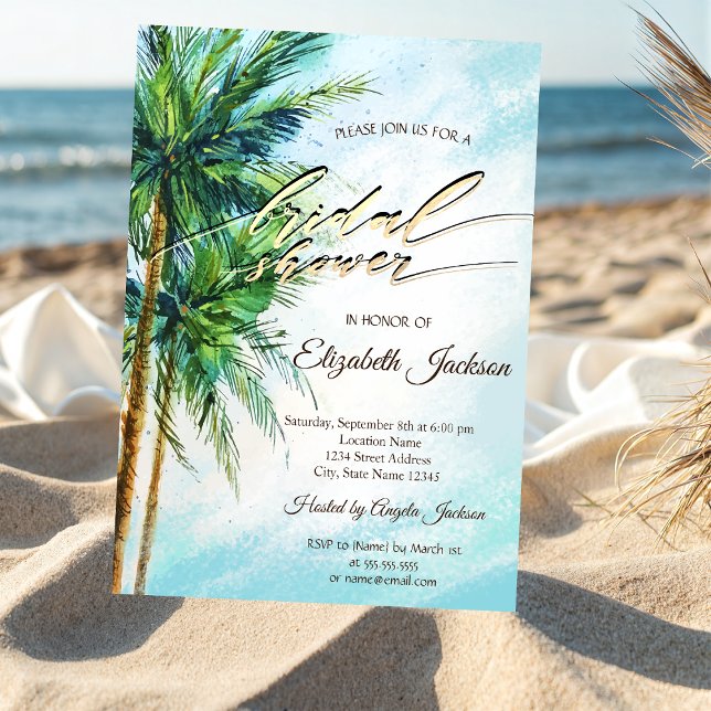 Convite de Chuveiro de Noiva Praia Tropical, Palme (Criador carregado)