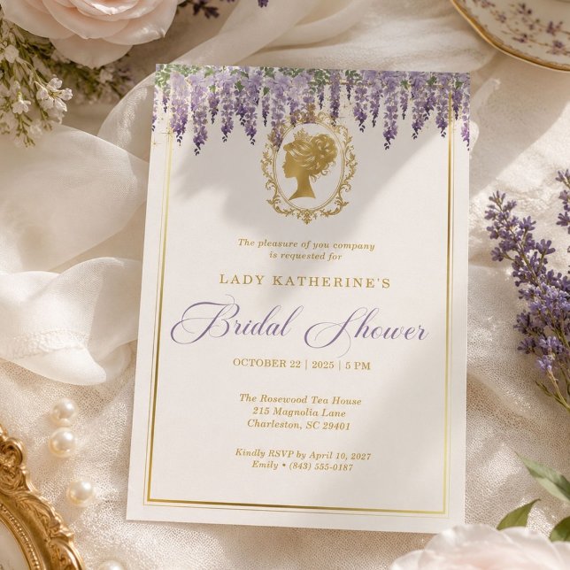 Convite de Chuveiro de Noiva Regency Wisteria (Criador carregado)