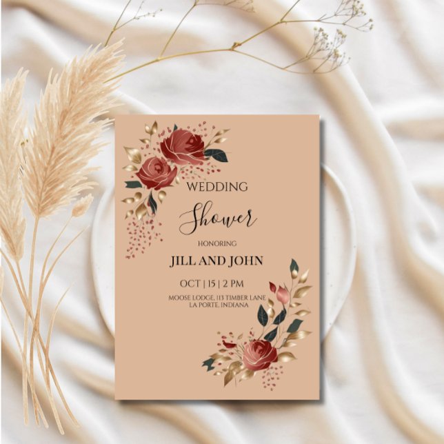 Convite de Chuveiro de Noiva Rosa Bridal Moderno  (Criador carregado)