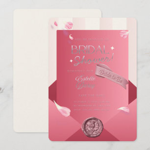 Convite de Chuveiro de Noiva Rosa Luxo Editável