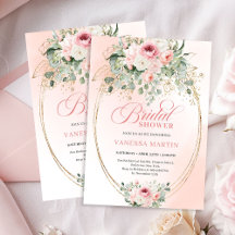 Convite de Chuveiro de Noiva Rosas Cor-de-rosa Boh
