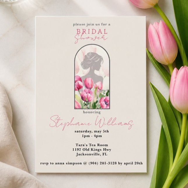 Convite de Chuveiro de Noiva Tulipa Rosa (Criador carregado)