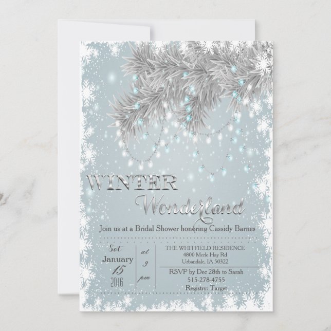 Convite de Chuveiro de Noiva Winter Wonderland (Frente)