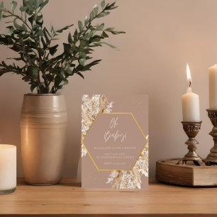 Convite de Chuveiro de Pampas Boho Tom Neutro