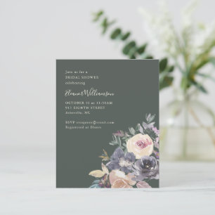 Convite de Chuveiro Floral com Aguarela Dark Sage