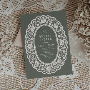 Convite de Chuveiro Nupcial de Renda Floral Verde