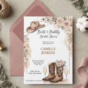 Convite de Chuveiro Nupcial Desenhado à Mão Boots