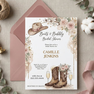 Convite de Chuveiro Nupcial Desenhado à Mão Boots