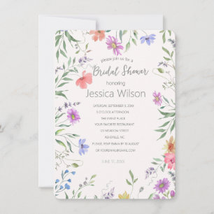 Convite de Chuveiro Nupcial Floral em Aquarela