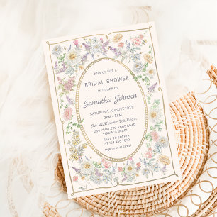 Convite de Chuveiro Nupcial Floral Manuscrito