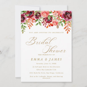 Convite de Chuveiro Nupcial Floral Rosa e Peônia
