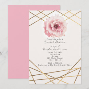 Convite de Chuveiro Nupcial Pink & Gold Floral Gla