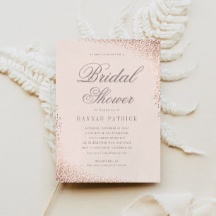 Convite de Chuveiro Nupcial Rosa Dourado Elegante