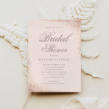 Convite de Chuveiro Nupcial Rosa Dourado Elegante