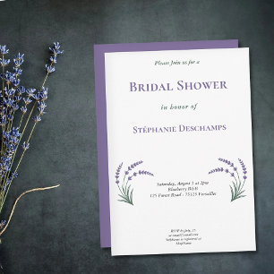 Convite de Chuveiro Nupcial Simples de Lavanda