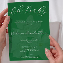 Convite de Chuveiro "Oh Baby" Floresta Elegante &
