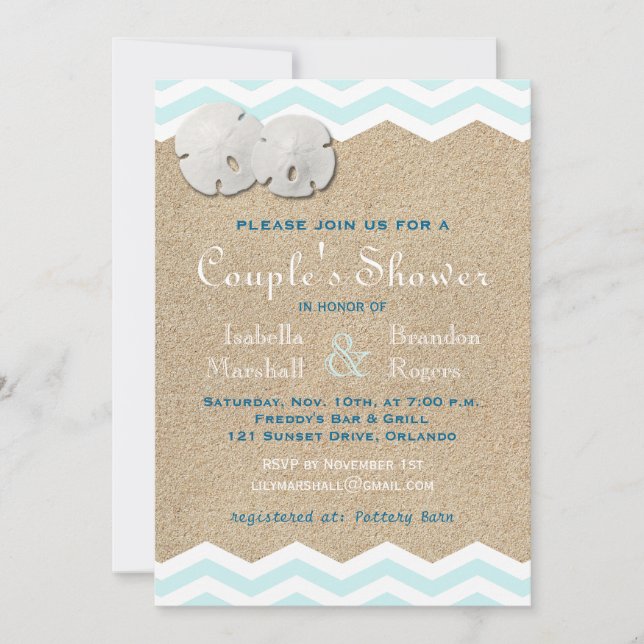 Convite de Chuveiro para Casal de Dólares de Areia (Frente)