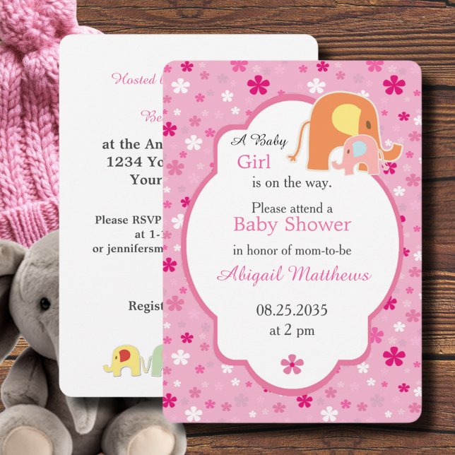 Convite de Chuveiro para Mamãe e Bebê Elefante Men (Criador carregado)