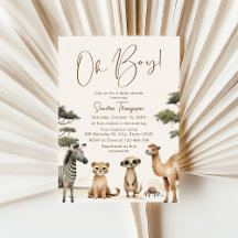 Convite de Chuvinha de Bebê Animais Safari Oh Meni