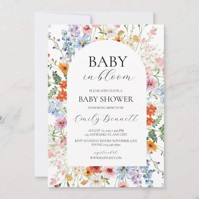 Convite de Chuvinha de Bebê Baby in Bloom  (Frente)