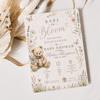 Convite de Chuvinha de Bebê Baby in Bloom com Flor
