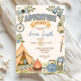 Convite de Chuvinha de Bebê Blue Adventure Awaits