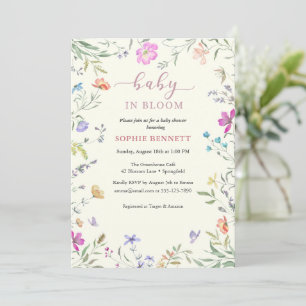 Convite de Chuvinha de Bebê com Floral Delicado