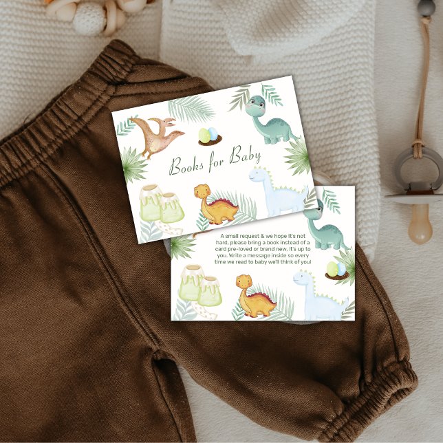 Convite de Chuvinha de Bebê Dinossauro Vulcão Boho (Boho Rawr Volcano Dinosaur Books For Baby Shower Enclosure Card)