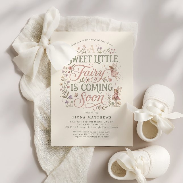 Convite de Chuvinha de Bebê Fada Mágica  (Sweet Little Baby Magical Baby Shower )