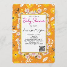 Convite de Chuvinha de Bebê Floral em Aquarela