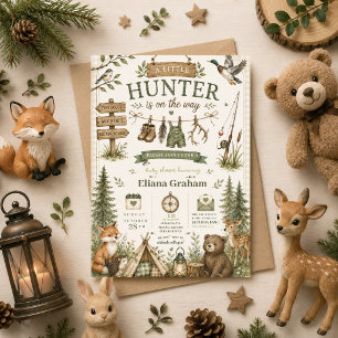 Convite de Chuvinha de Bebê Little Hunter Menino F