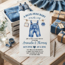 Convite de Chuvinha de Bebê Menino Blue Jean