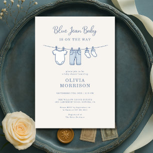Convite de Chuvinha de Bebê Menino Blue Jean Baby 