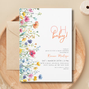 Convite de Chuvinha de Bebê Oh Baby Floral Meadow