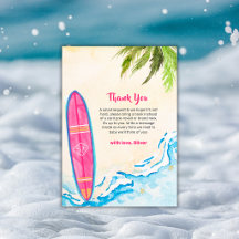 Convite de Chuvinha de Bebê Prancha de Surf Rosa Á