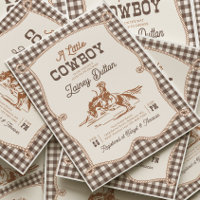 Convite de Chuvinha de Bebê Western Xadrez Marrom