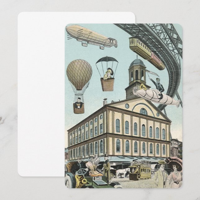 Convite de Cidade Vintage de Ficção Científica Ste (Frente/Verso)