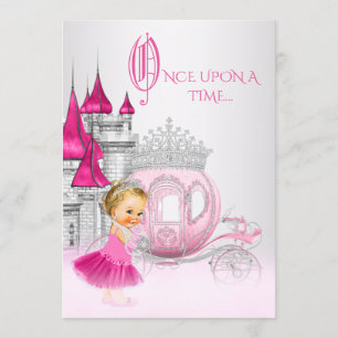 Convite De Cinderella princesa Aniversário uma vez