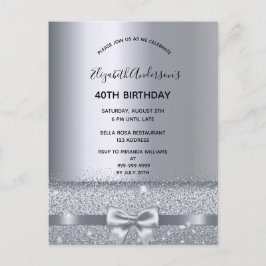 convite de cinza prateado do aniversário de 40 ano