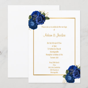 CONVITE DE COBERTURA ROYAL BLUE White FLORAL BUQU
