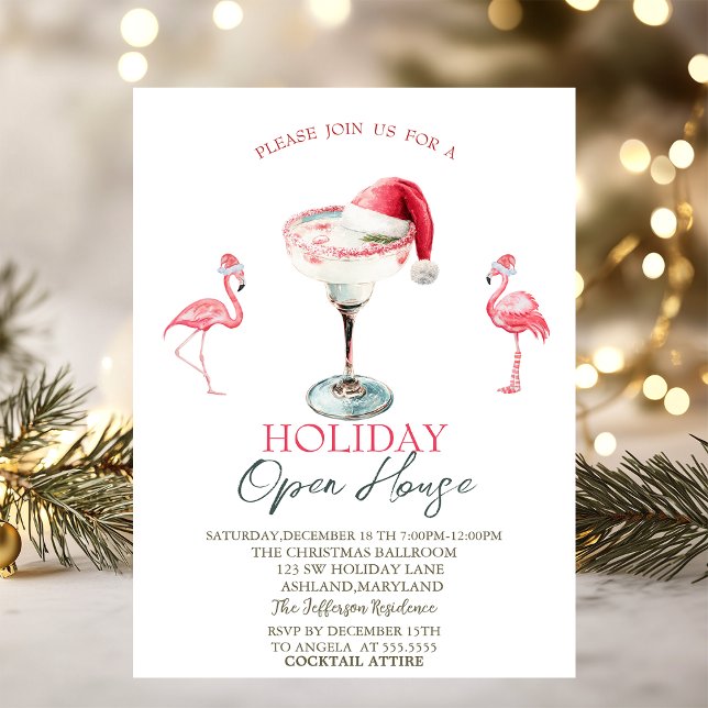 Convite de Cocktail Pink Flamingos com Chapéu de P (Criador carregado)