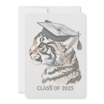 Convite de Código QR de Tiger de Graduação Único