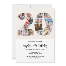 Convite de Colagem de Fotos de Aniversário de 20 A