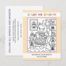 Convite de Colorir de Halloween para Adolescentes