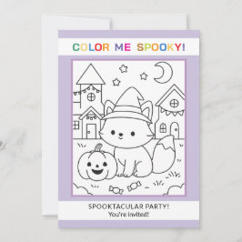 Convite de Colorir do Dia das Bruxas da Raposa Ati