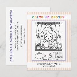 Convite de Colorir Halloween Morcego para Adolesce