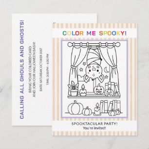 Convite de Colorir Halloween Morcego para Adolesce