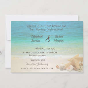 Convite de Conchas de Casamento na Praia